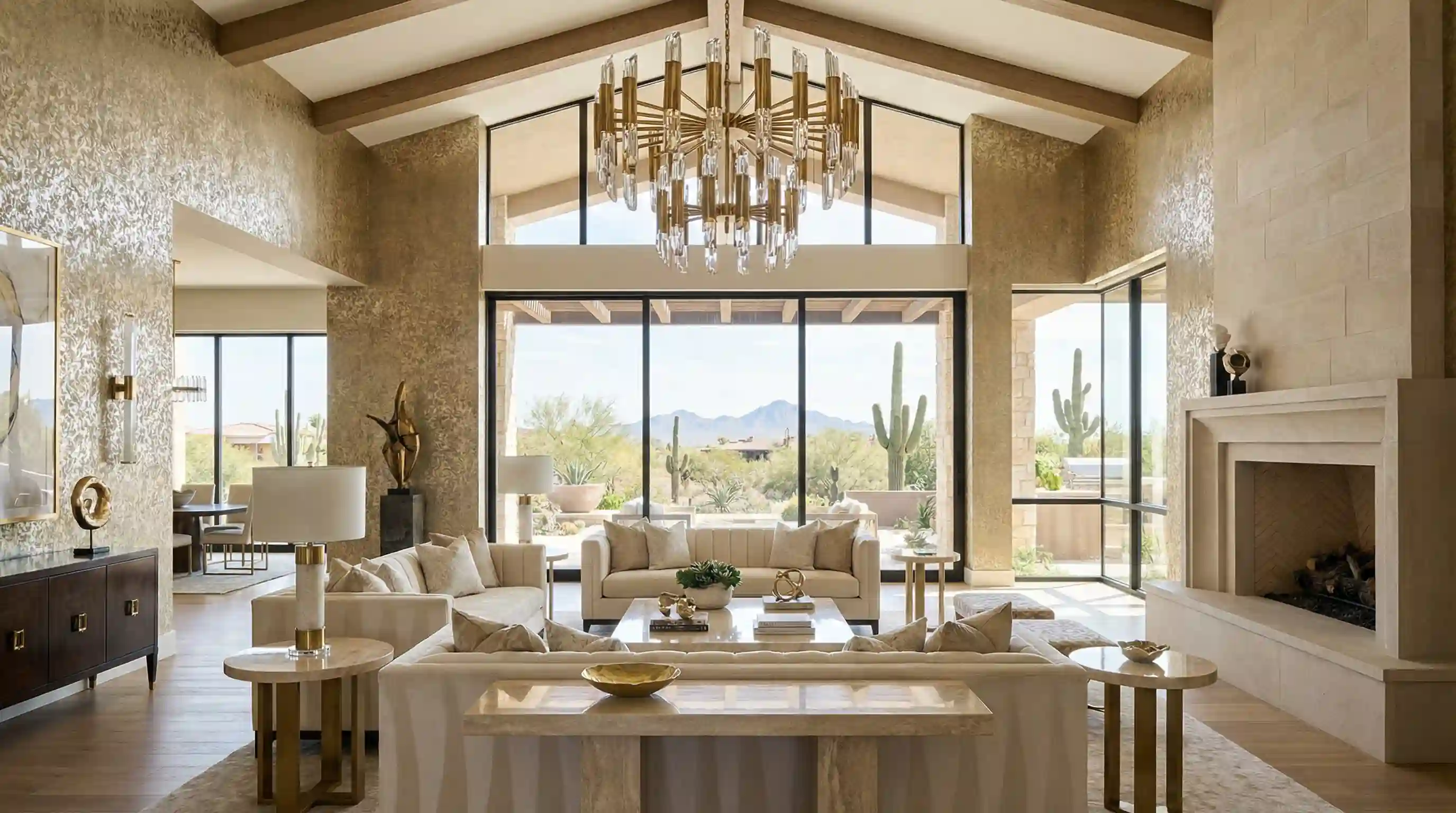 Residential wallpaper installation in a modern living room in South Florida